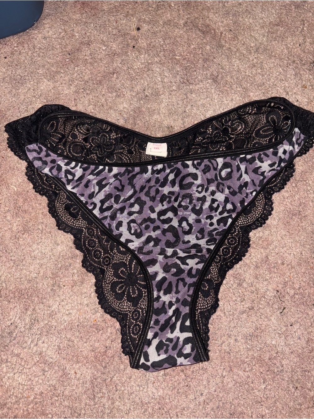 ROMWE Purple Animal Print Lace Bikini Panty
